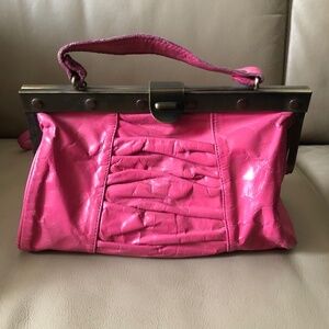 Vintage pink patent leather structured purse handbag